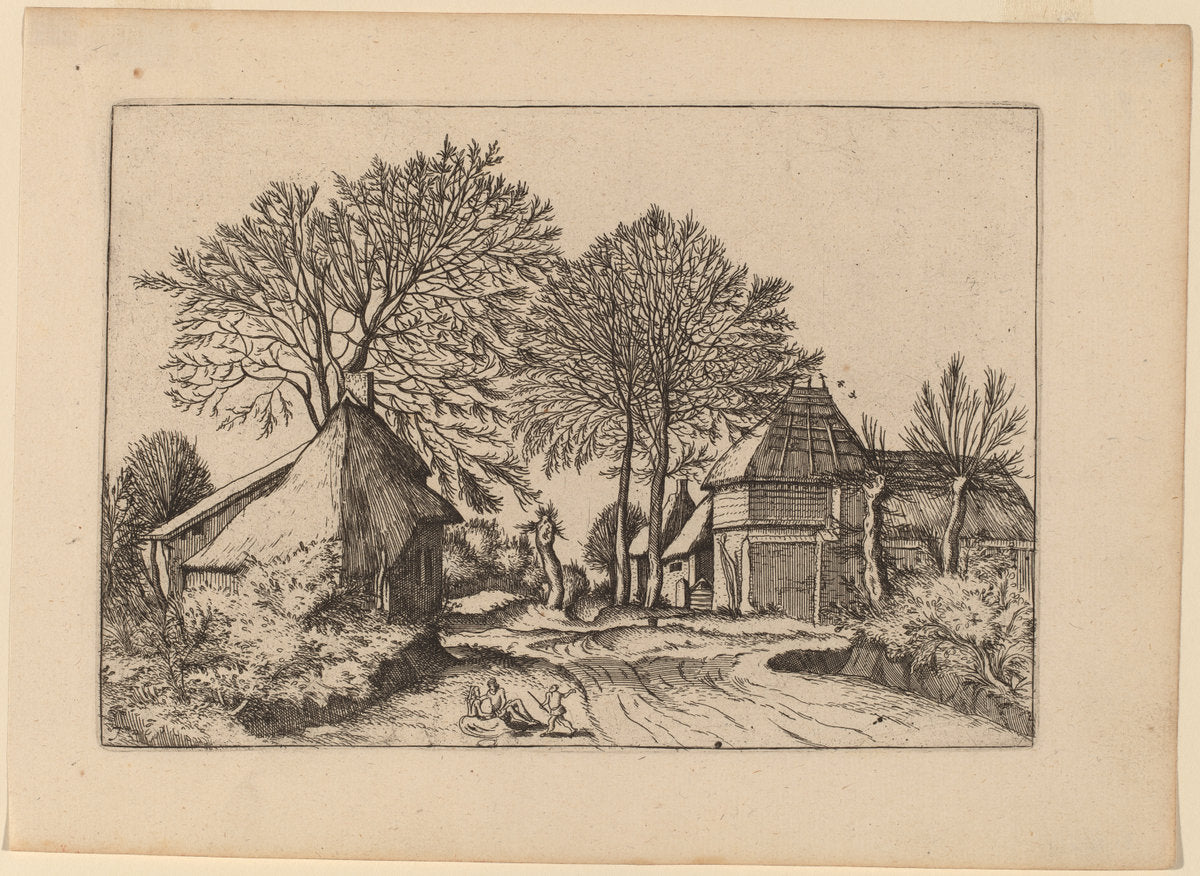 Road with Barn and Cottages by Johannes and Lucas van Doetechum after Master of the Small Landscapes (Dutch, died 1605), 16X12"(A3)Poster Print