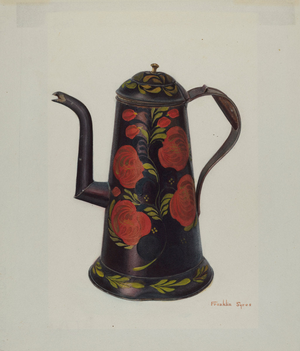 Toleware Teapot by Franklyn Syres (American, active c. 1935), 16X12"(A3)Poster Print
