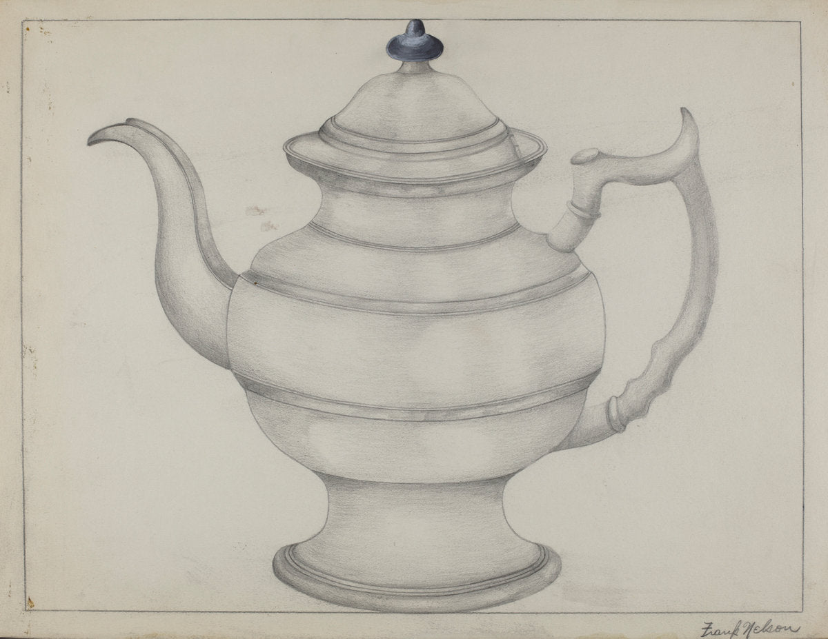 Pewter Teapot by Frank Nelson (American, active c. 1935), 16X12"(A3)Poster Print