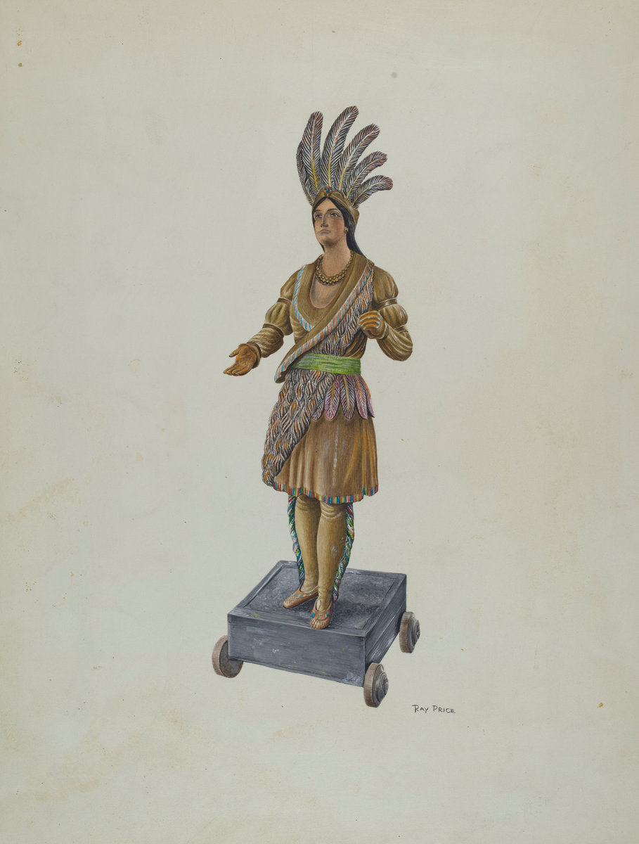 Cigar Store Indian by Ray Price (American, active c. 1935), 16X12"(A3)Poster Print
