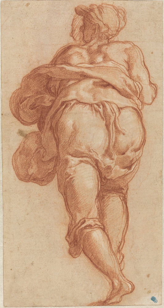 A Man Seen from Behind [recto] by Taddeo Zuccaro (Roman, 1529 - 1566), 16X12"(A3)Poster Print