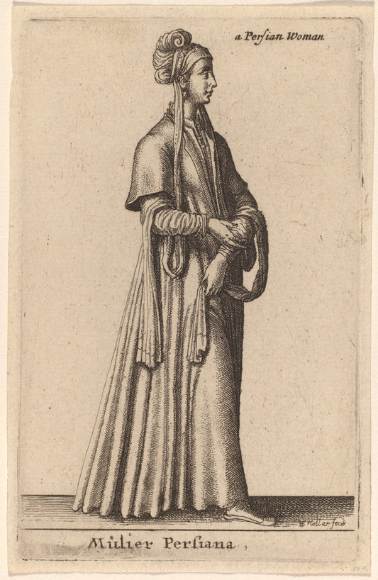Mulier Persiana by Wenceslaus Hollar (Bohemian, 1607 - 1677), 16X12"(A3)Poster Print