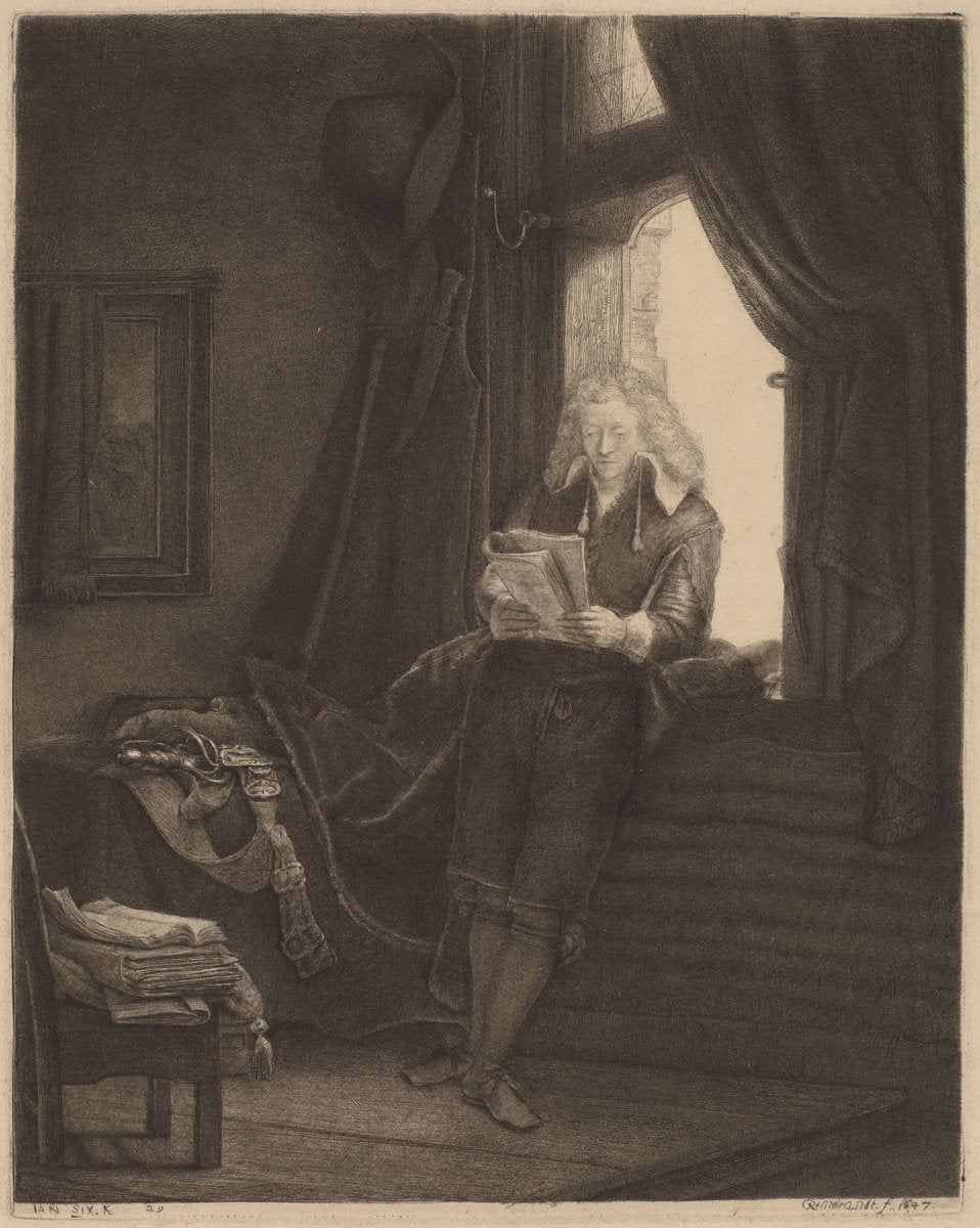 Jan Six by Rembrandt van Rijn (Dutch, 1606 - 1669), 16X12"(A3)Poster Print