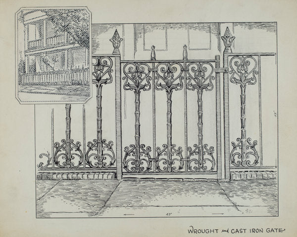Cast Iron Fence by Al Curry (American, active c. 1935), 16X12"(A3)Poster Print