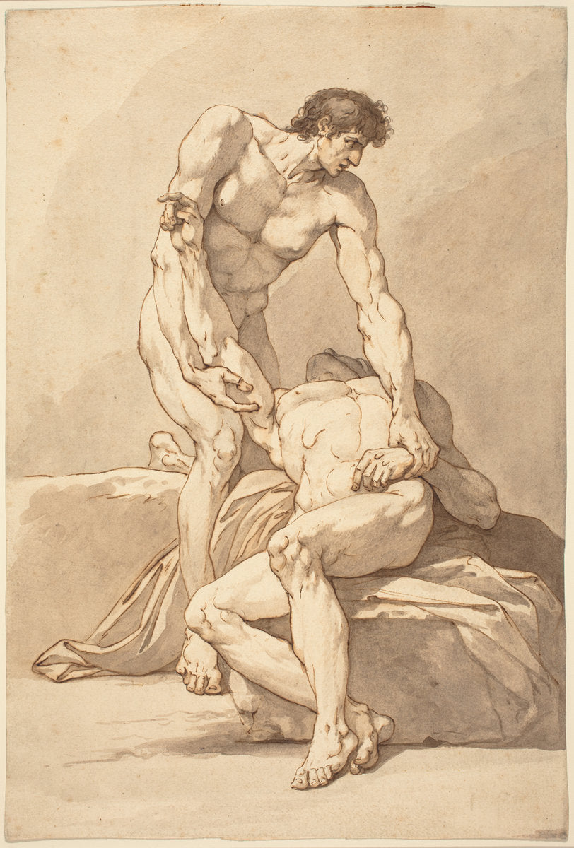 Two Naked Men by Johann Heinrich Lips (Swiss, 1758 - 1817), 16X12"(A3)Poster Print