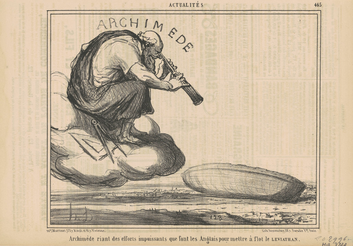 Archimède riant des efforts ... by Honoré Daumier (French, 1808 - 1879), 16X12"(A3)Poster Print