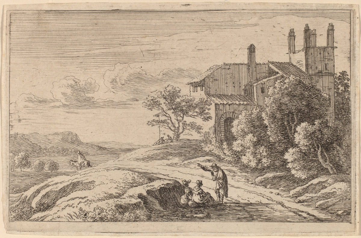 Building with a Square Tower by Herman van Swanevelt (Dutch, c. 1600 - 1655), 16X12"(A3)Poster Print