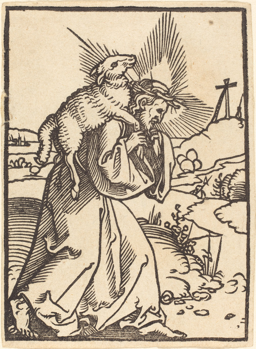 The Good Shepherd by Sebald Beham (German, 1500 - 1550), 16X12"(A3)Poster Print