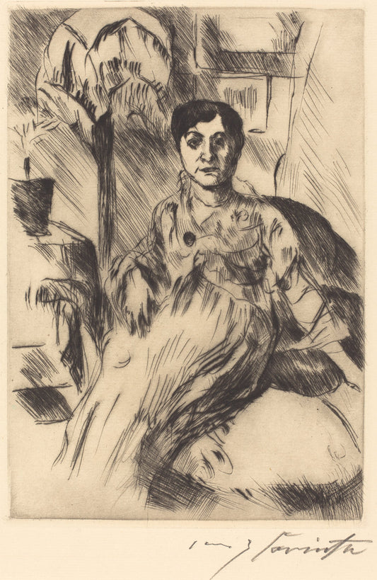 Interior with Woman (Interieur mit Frau) by Lovis Corinth (German, 1858 - 1925), 16X12"(A3)Poster Print