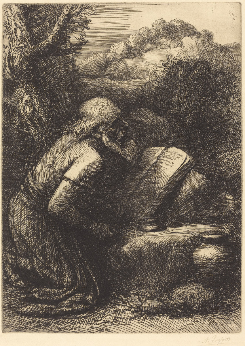 Saint Jerome, 2nd plate by Alphonse Legros (French, 1837 - 1911), 16X12"(A3)Poster Print