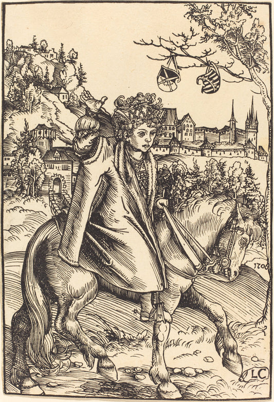 A Saxon Prince on Horseback by Lucas Cranach the Elder (German, 1472 - 1553), 16X12"(A3)Poster Print