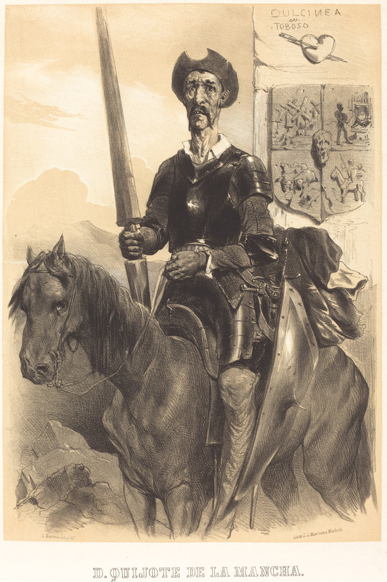 Don Quixote de la Mancha by Célestin Nanteuil (French, 1813 - 1873), 16X12"(A3)Poster Print