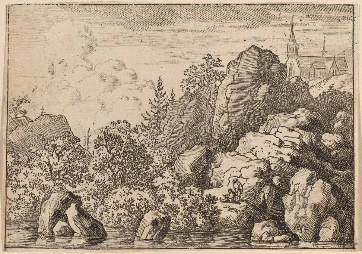 Church on a Hill by Allart van Everdingen (Dutch, 1621 - 1675), 16X12"(A3)Poster Print