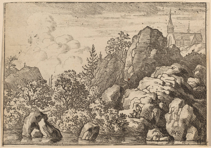 Church on a Hill by Allart van Everdingen (Dutch, 1621 - 1675), 16X12
