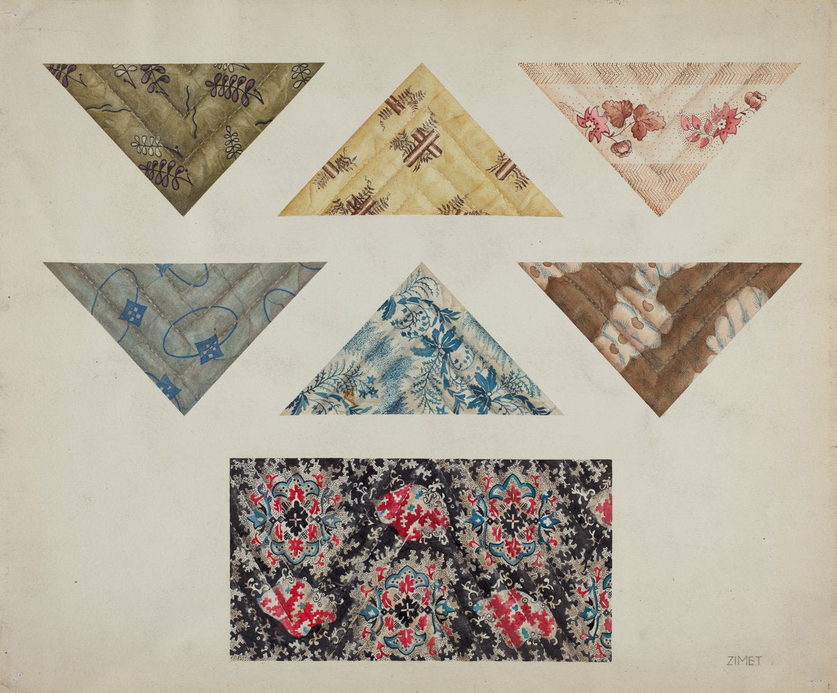 Patchwork Quilt by A. Zimet (American, active c. 1935), 16X12"(A3)Poster Print
