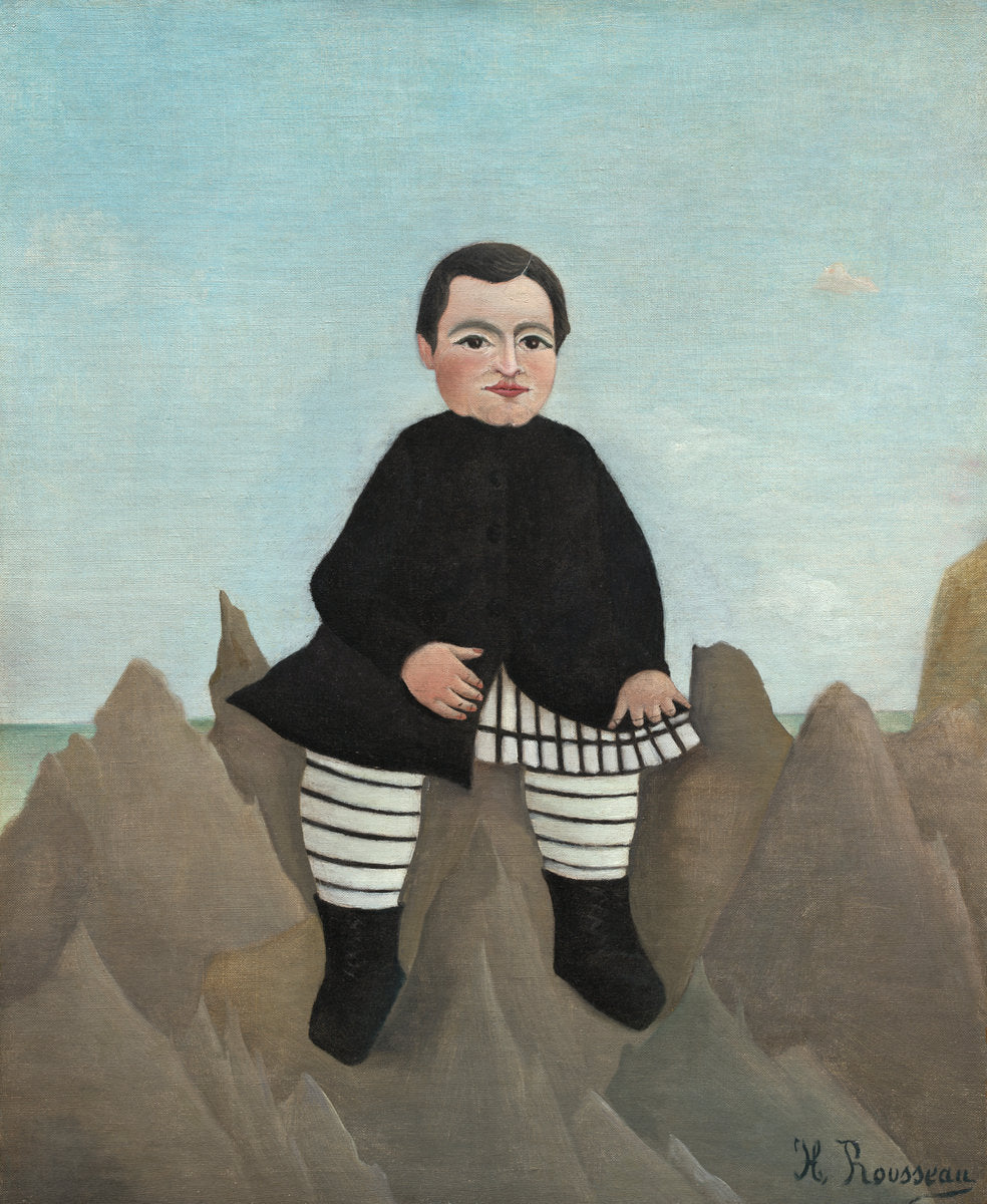 Boy on the Rocks by Henri Rousseau (French, 1844 - 1910), 16X12"(A3)Poster Print