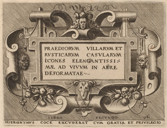 Title Page for "Praediorum Villarum" by Hieronymus Cock (publisher) (Flemish, c. 1510 - 1570), 16X12"(A3)Poster Print