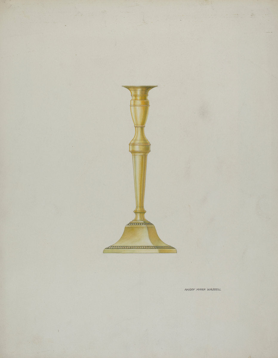 Brass Candlestick by Harry Mann Waddell (American, active c. 1935), 16X12"(A3)Poster Print