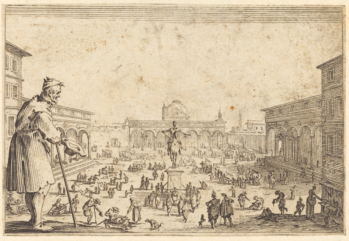 Piazza SS. Annunziata, Florence by Jacques Callot (French, 1592 - 1635), 16X12"(A3)Poster Print