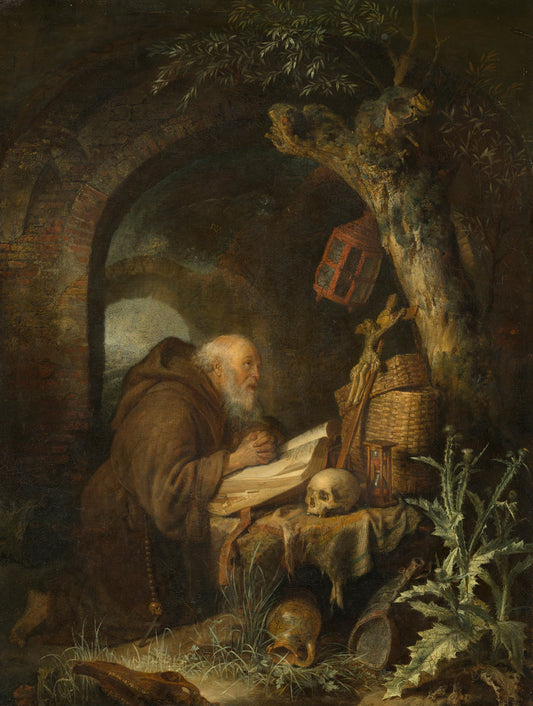 The Hermit by Gerrit Dou (Dutch, 1613 - 1675), 16X12"(A3)Poster Print