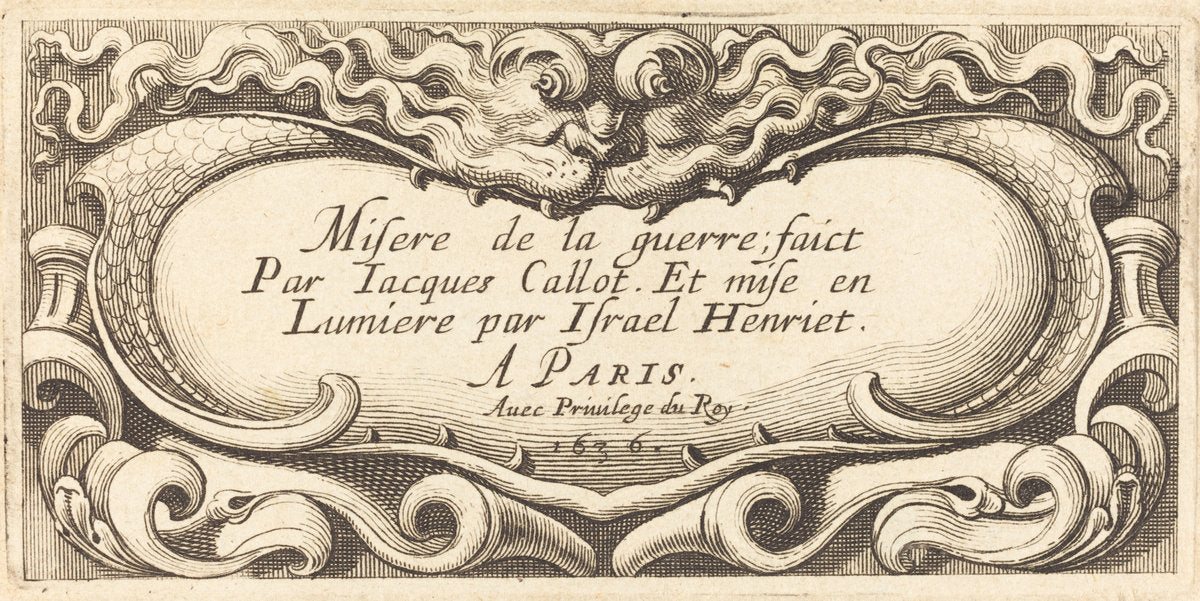 Title Page for Callot's "The Small Miseries of War" by Abraham Bosse (French, 1602 - 1676), 16X12"(A3)Poster Print