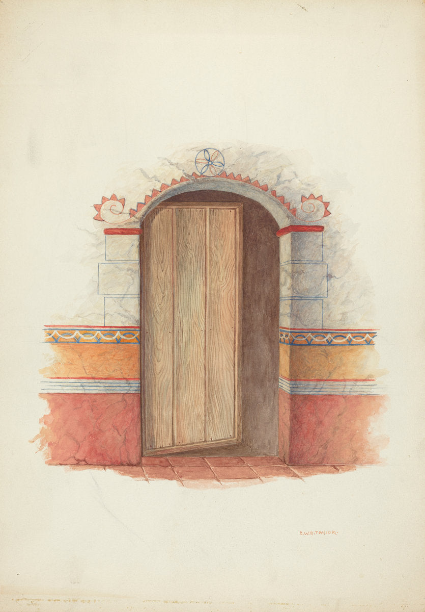 Wall Painting and Door (Interior) by Robert W.R. Taylor (American, active c. 1935), 16X12"(A3)Poster Print