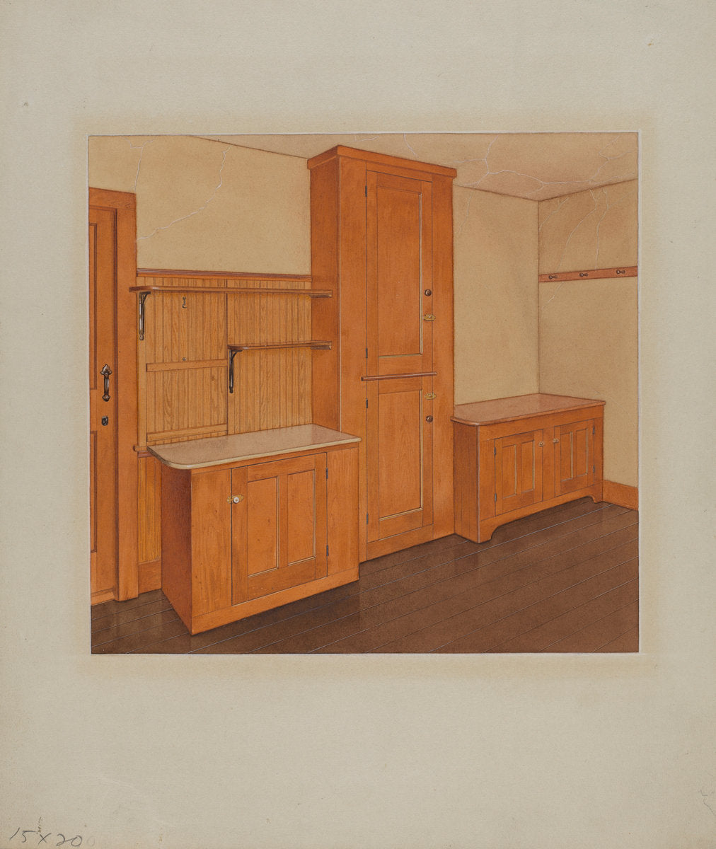 Built-in Cupboard by John W. Kelleher (American, active c. 1935), 16X12"(A3)Poster Print