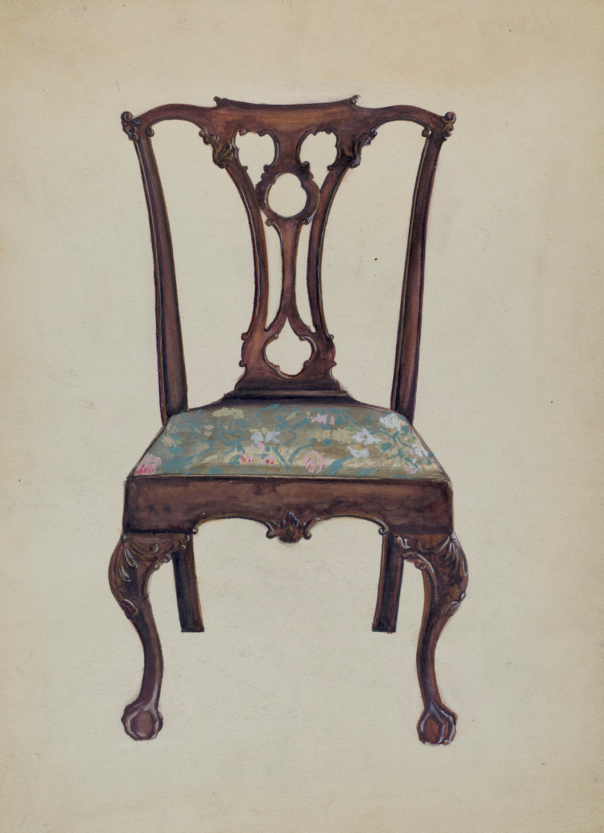 Chippendale Side Chair by John Garay (American, active c. 1935), 16X12"(A3)Poster Print