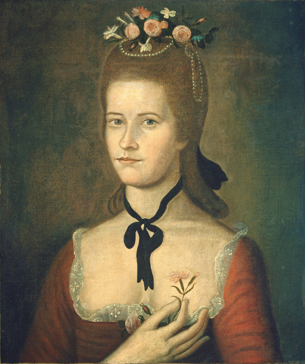 Portrait of a Lady in Red by The Sherman Limner (American, active c. 1785/1790), 16X12"(A3)Poster Print