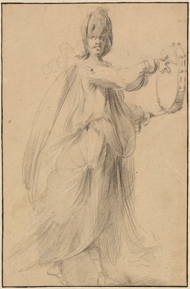 Dancer with a Tambourine by Jacques Bellange (French, c. 1575 - 1616), 16X12"(A3)Poster Print
