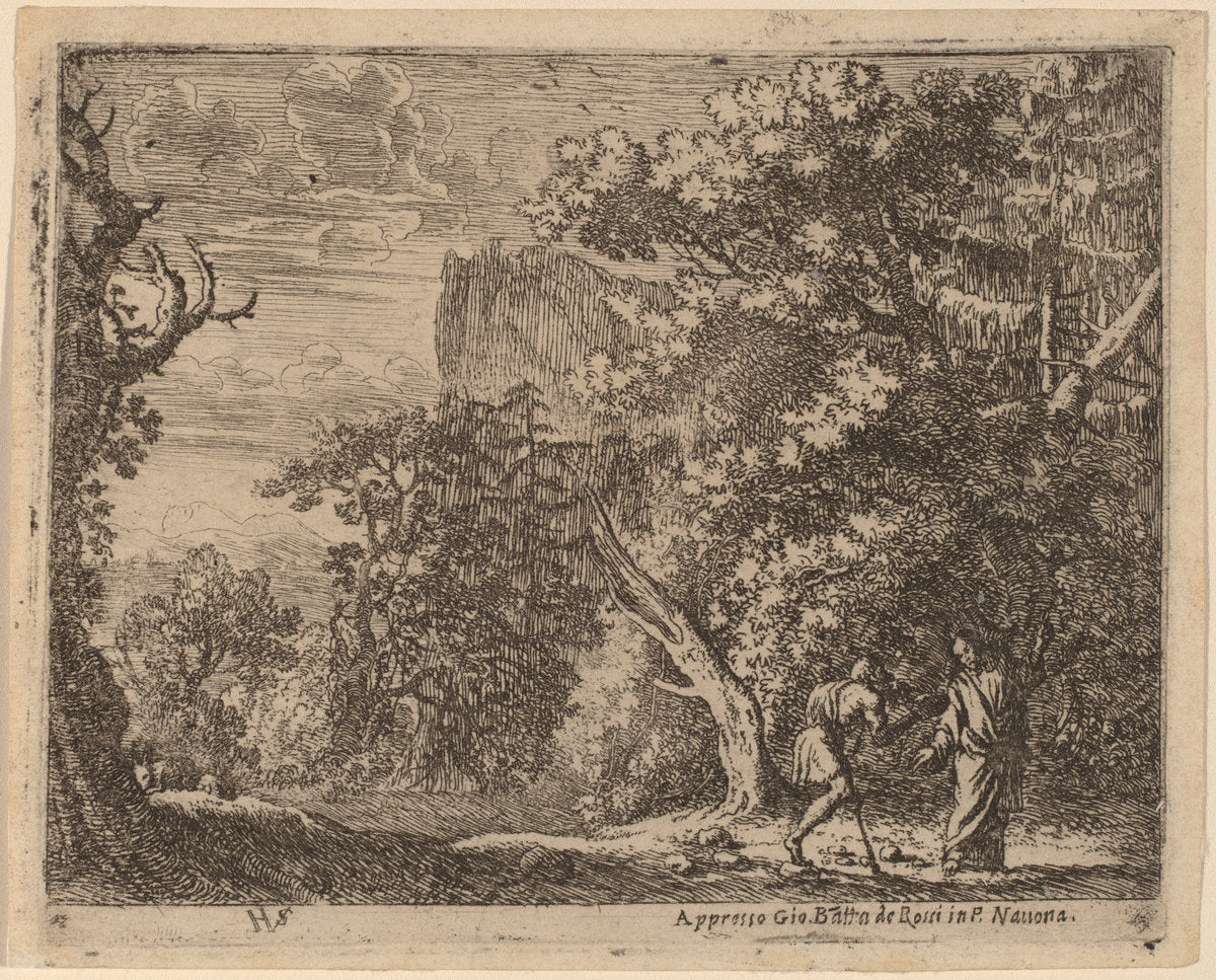 Temptation of Christ by Herman van Swanevelt (Dutch, c. 1600 - 1655), 16X12"(A3)Poster Print