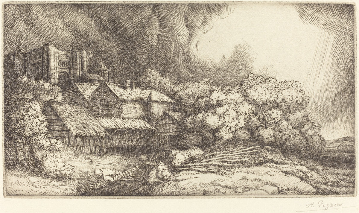 Farm at the Monastery (La ferme de l'abbaye) by Alphonse Legros (French, 1837 - 1911), 16X12"(A3)Poster Print
