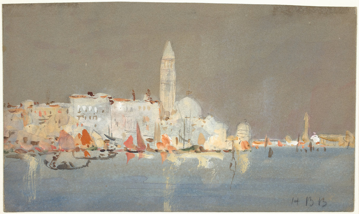 View of Venice and the Isola di San Giorgio Maggiore from the Giudecca by Hercules Brabazon Brabazon (British, 1821 - 1906), 16X12"(A3)Poster Print