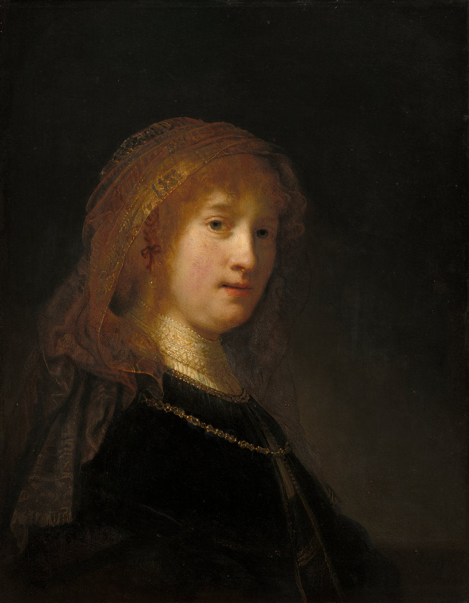 Saskia van Uylenburgh, the Wife of the Artist by Rembrandt van Rijn (Dutch, 1606 - 1669), 16X12"(A3)Poster Print