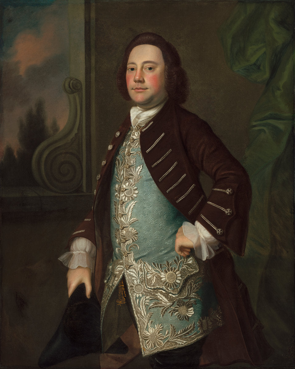 Portrait of a Gentleman by Joseph Blackburn (British, active 1752/1777), 16X12"(A3)Poster Print