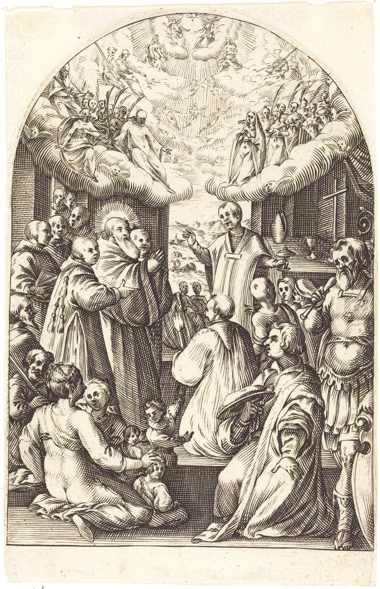 Death of Saint Benedict by Jacques Callot (French, 1592 - 1635), 16X12"(A3)Poster Print