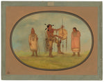 Saukie Warrior, His Wife, and a Boy by George Catlin (American, 1796 - 1872), 16X12"(A3)Poster Print