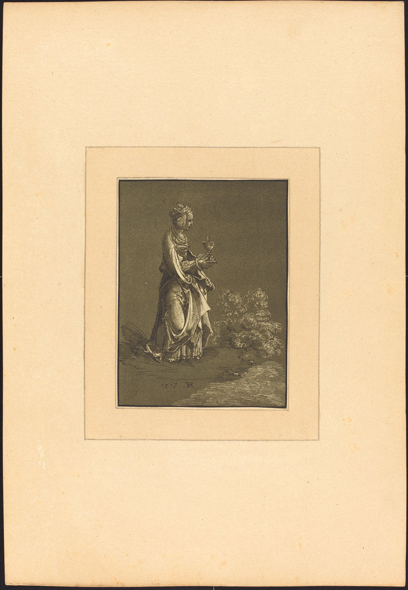 Saint Barbara by Johann Gottlieb Prestel after Albrecht Altdorfer (German, 1739 - 1808), 16X12"(A3)Poster Print