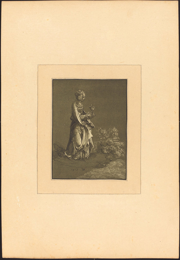 Saint Barbara by Johann Gottlieb Prestel after Albrecht Altdorfer (German, 1739 - 1808), 16X12