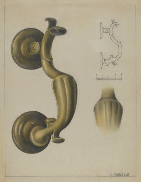 Door Knocker by Arsen Maralian (American, active c. 1935), 16X12"(A3)Poster Print