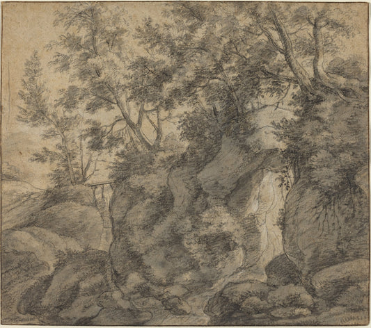 Landscape with a Wooded Ravine by Anthonie Waterloo (Dutch, 1609/1610 - 1690), 16X12"(A3)Poster Print