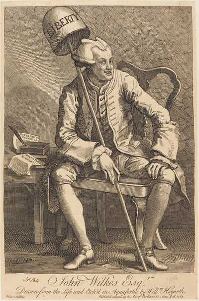 John Wilkes Esq. by William Hogarth (English, 1697 - 1764), 16X12"(A3)Poster Print