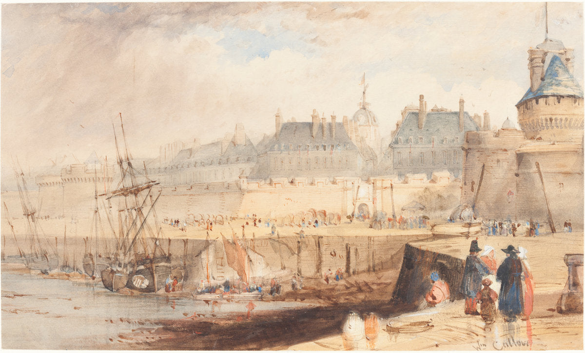The Harbor of St. Malo at Low Tide by William Callow (British, 1812 - 1908), 16X12"(A3)Poster Print
