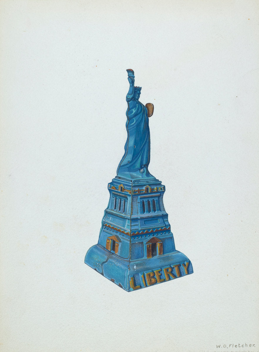 Bank: Statue of Liberty by William O. Fletcher (American, active c. 1935), 16X12"(A3)Poster Print