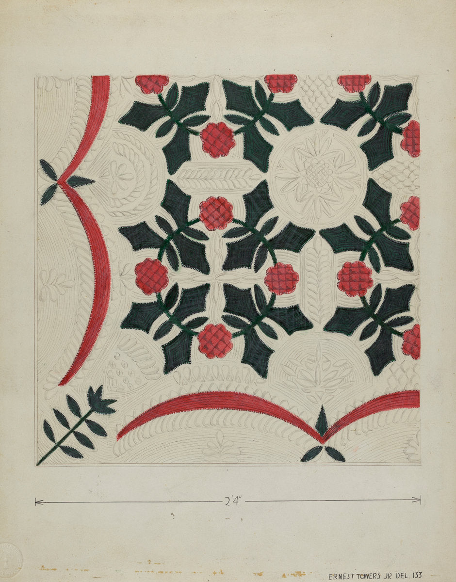 Applique Coverlet by Ernest A. Towers, Jr. (American, active c. 1935), 16X12"(A3)Poster Print