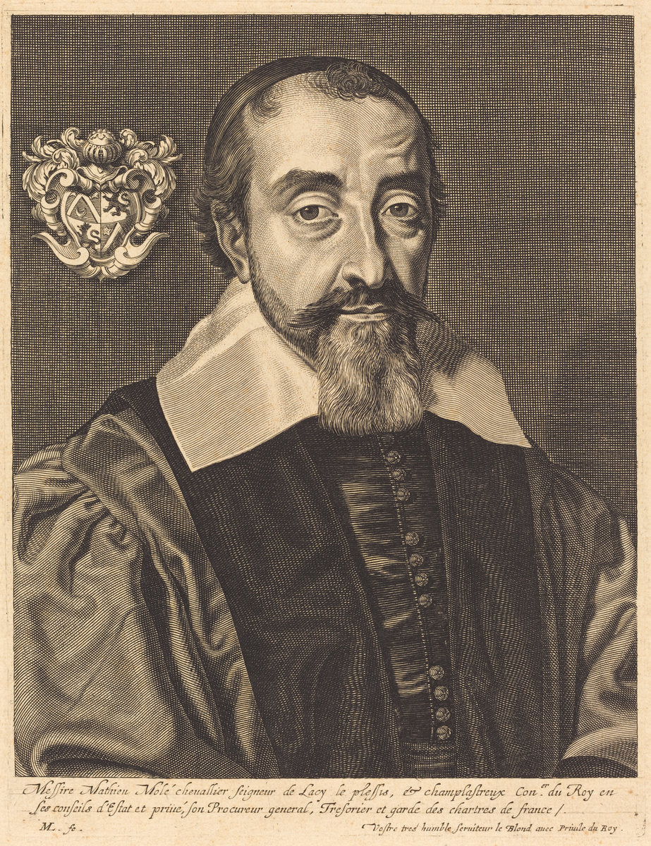 Mathieu Mole by Michel Lasne (French, 1590 or before - 1667), 16X12"(A3)Poster Print