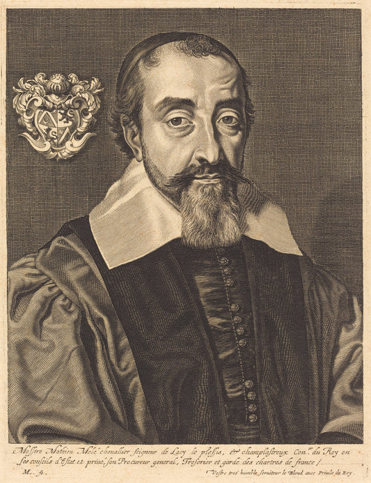 Mathieu Mole by Michel Lasne (French, 1590 or before - 1667), 16X12"(A3)Poster Print