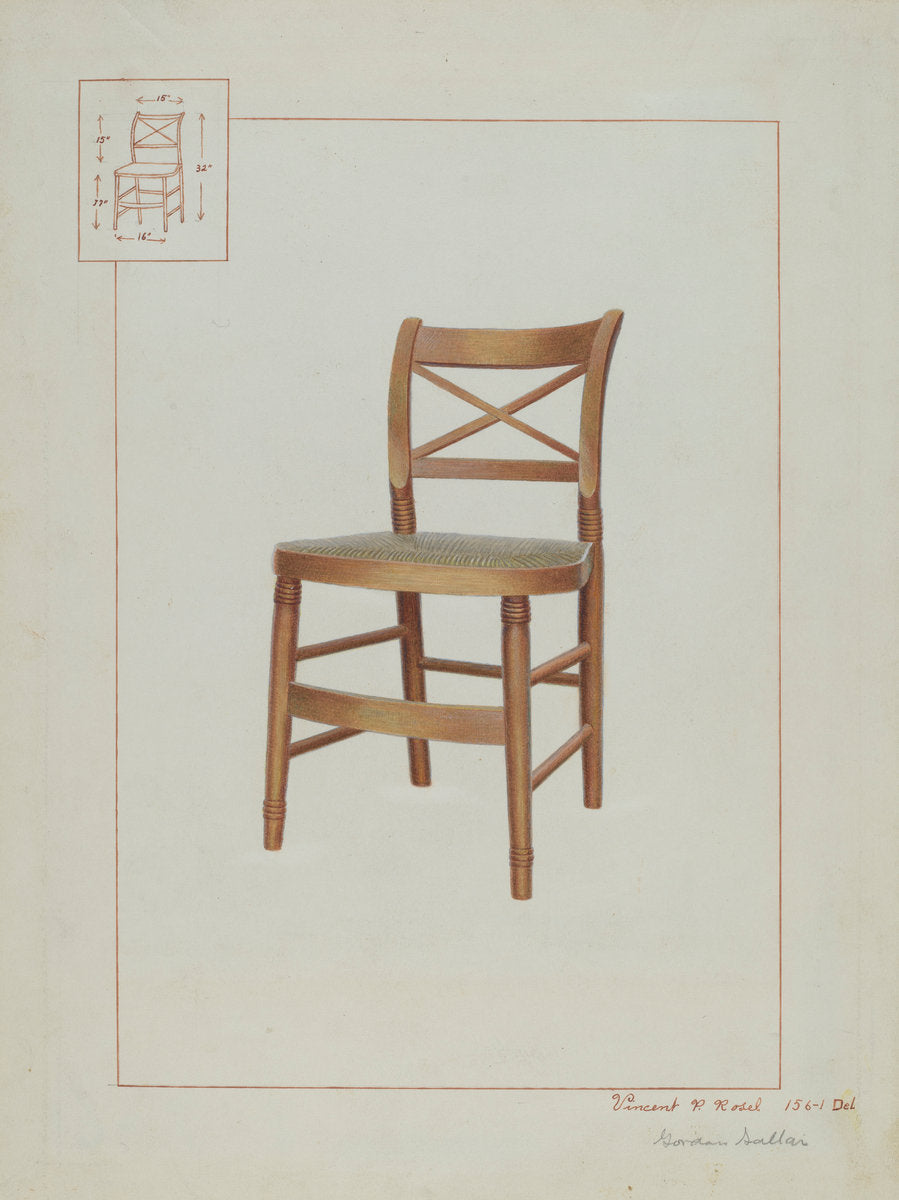 Rush Bottom Chair by Vincent P. Rosel and Gordon Saltar (American, active c. 1935), 16X12"(A3)Poster Print