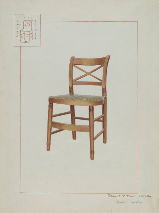 Rush Bottom Chair by Vincent P. Rosel and Gordon Saltar (American, active c. 1935), 16X12"(A3)Poster Print
