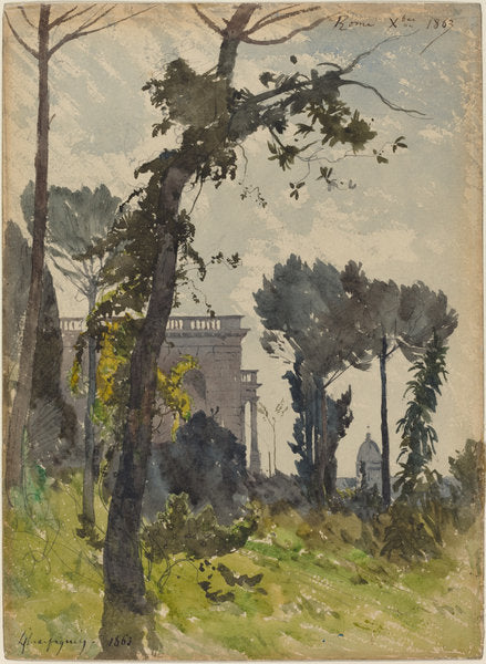 View of the Dome of Saint Peter's, Rome by Henri-Joseph Harpignies (French, 1819 - 1916), 16X12"(A3)Poster Print